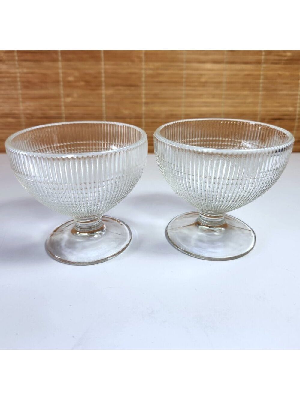 Saguenay Depression Glass Dessert Dishes Vintage Dominion Glass Set of 2